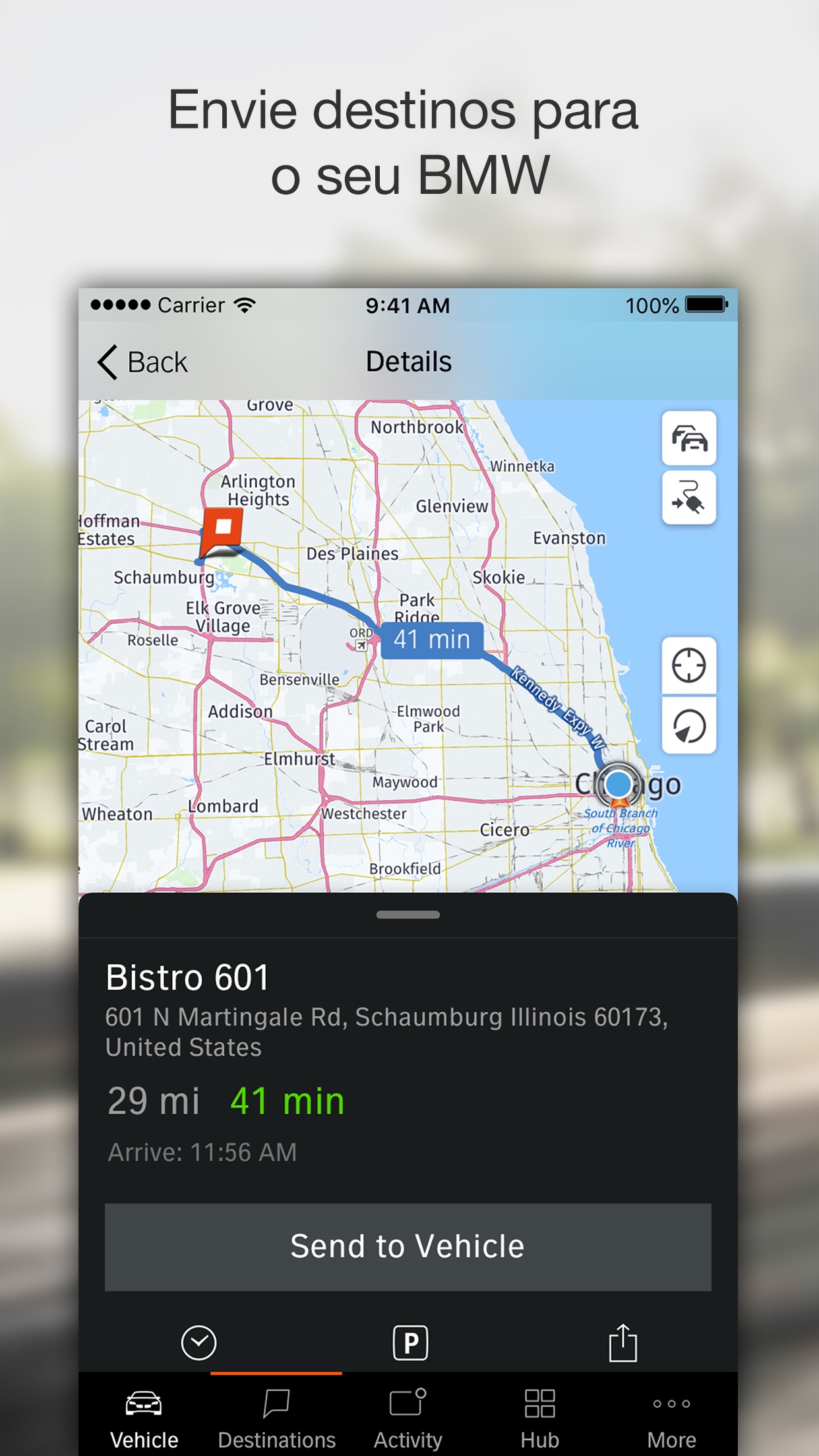 Screenshot do app BMW Connected