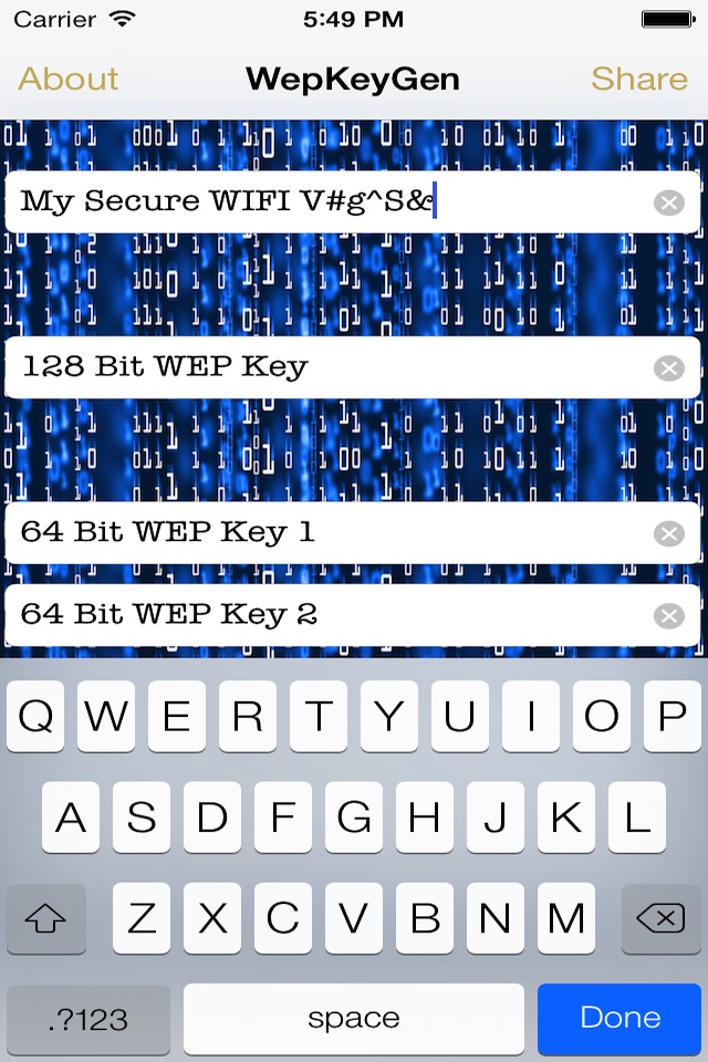WEP keys for WiFi Passwords screenshot 2