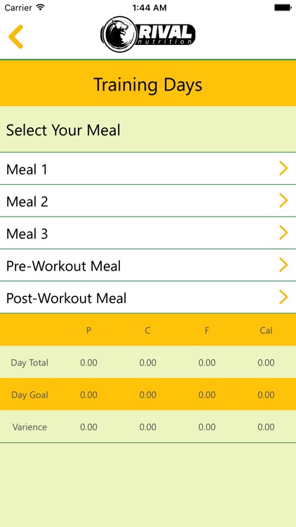 Rival Nutrition Meal Planner