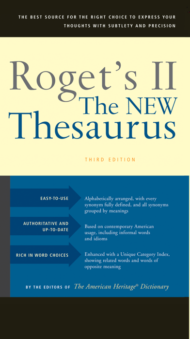 Roget's II: New Thesaurus - dictionary of synonyms and antonyms - powered by UniDict Screenshot 1