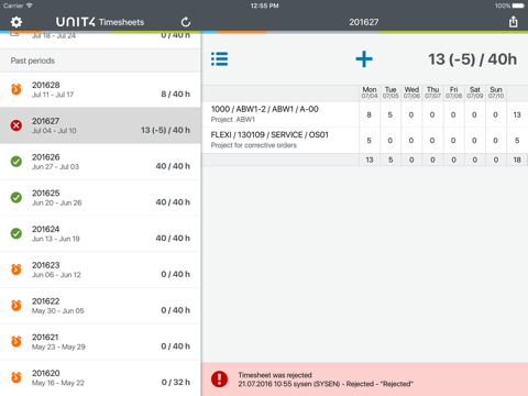Unit4 Timesheets M4 - náhled