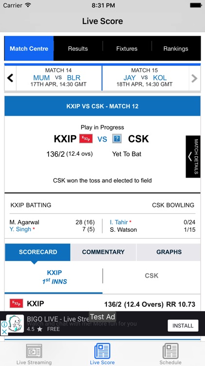 IPL Cricket Live Score