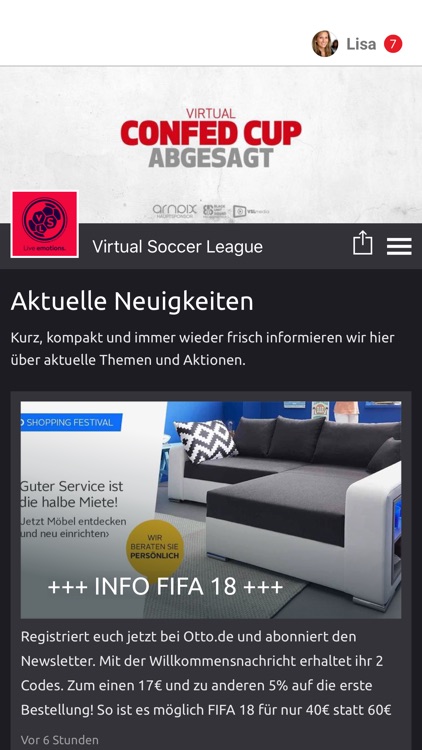 Virtual Soccer League