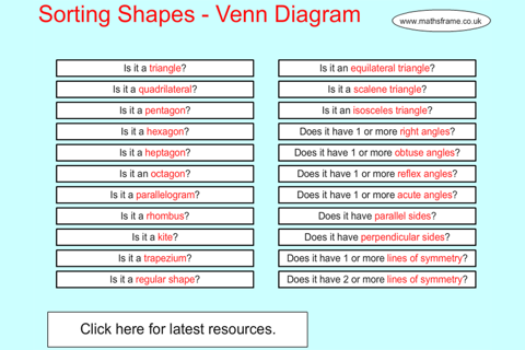 Sorting 2D Shapes Venn Diagram screenshot 2