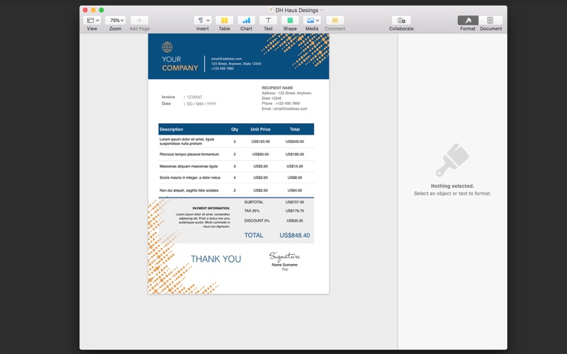 Invoice Templates by DH screenshot 2