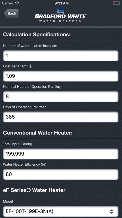 eF® Efficiency Calculator