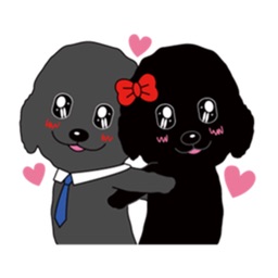 Black Poodle Dog and Friends Emoji Sticker