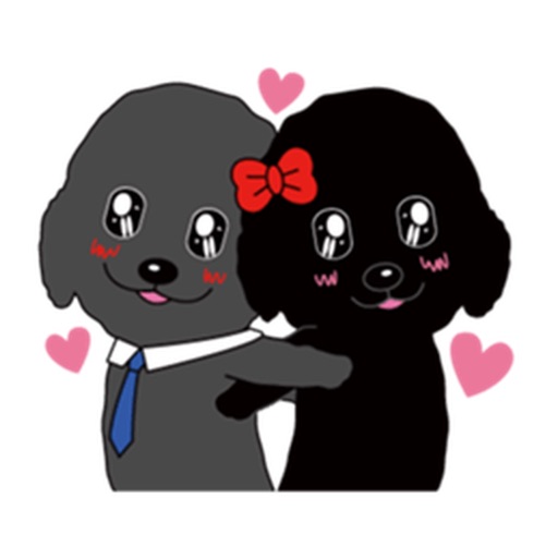Black Poodle Dog and Friends Emoji Sticker icon