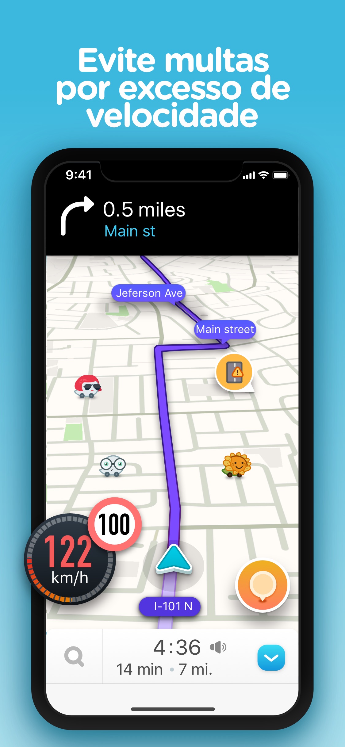 Screenshot do app Waze – GPS e Trânsito ao vivo