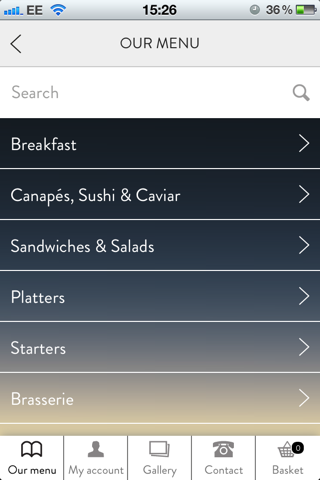 Bon Soirée menu app screenshot 2