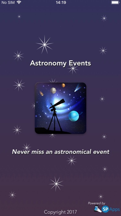 Astronomy Events with Push Screenshots