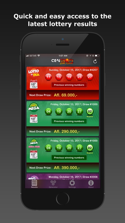 Centropy Lotto Results