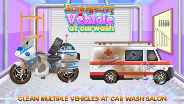 Emergency Vehicles at Car Wash