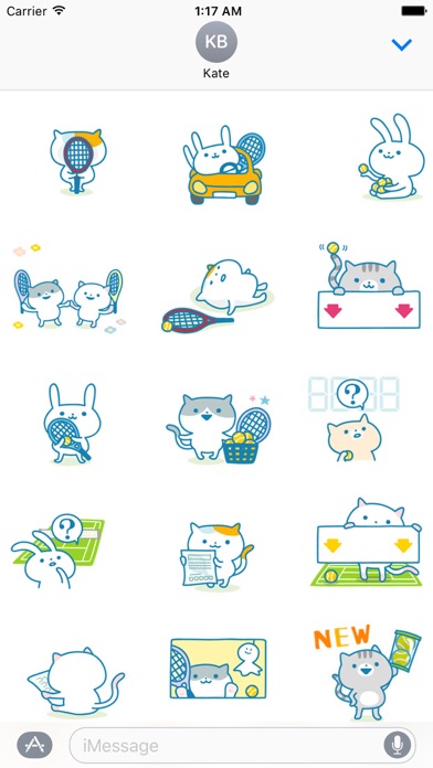 Cute Cats Play Tennis Sticker screenshot 2