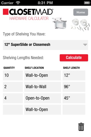 ClosetMaid Shelving Tools screenshot 4