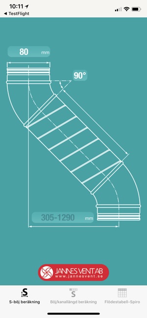 Ventilation s-böj beräkning