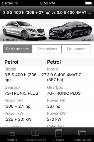 CarSpecs MBZ S-Class 2015 screenshot 3