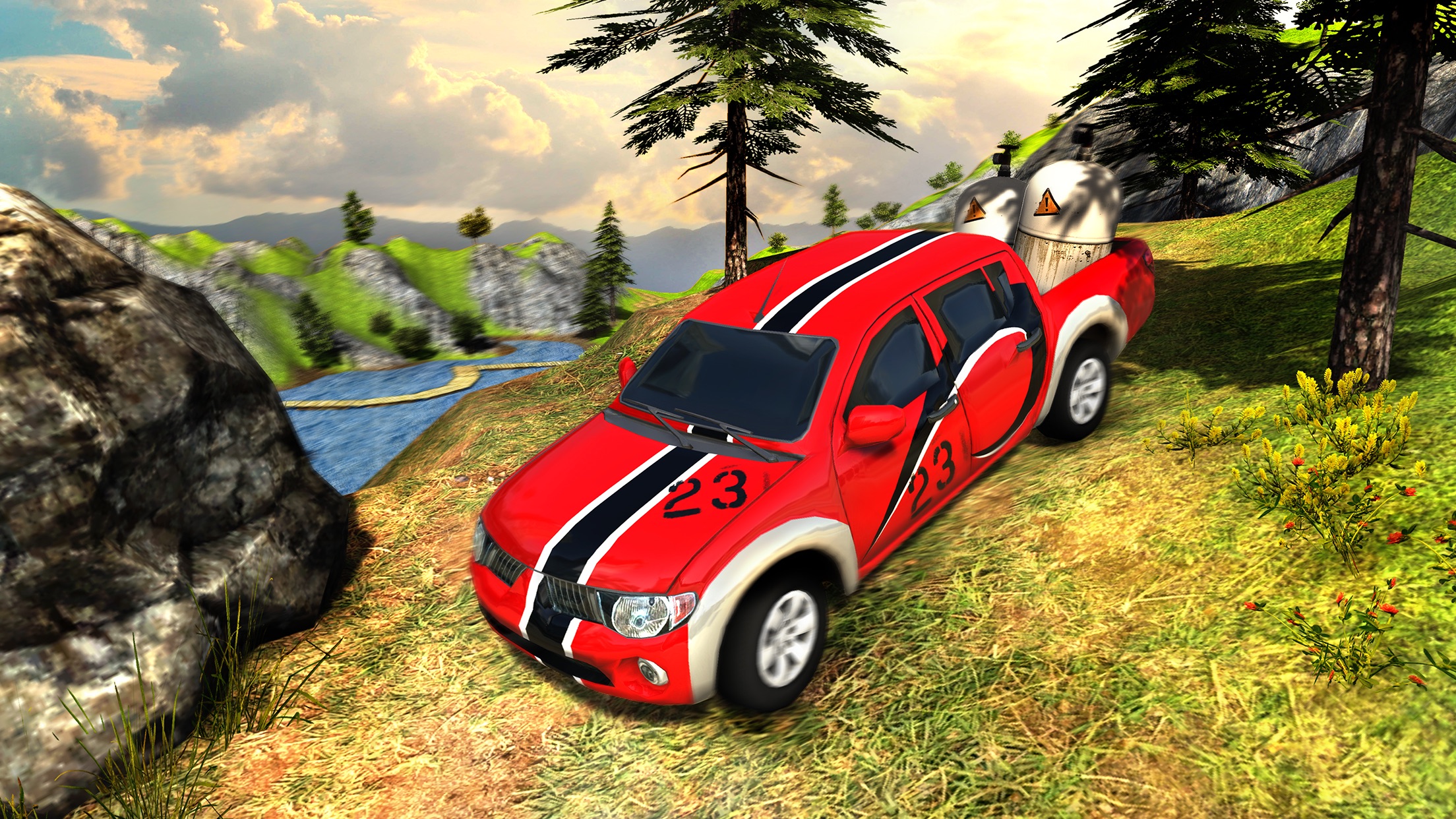 offroad pickup driving: cargo truck driver