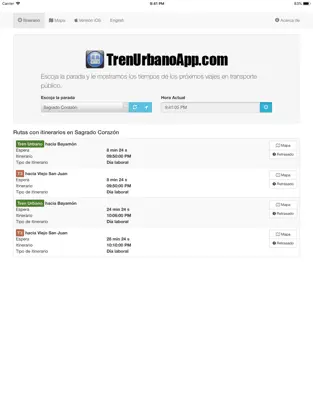 Screenshot 1 Tren Urbano App iphone