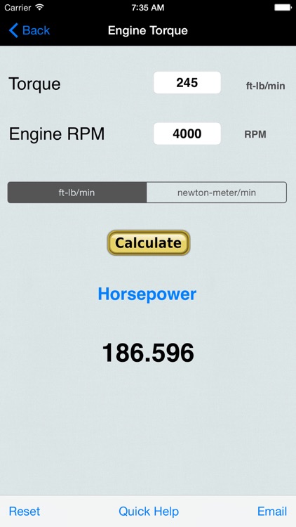 Horsepower Trap Speed Calc