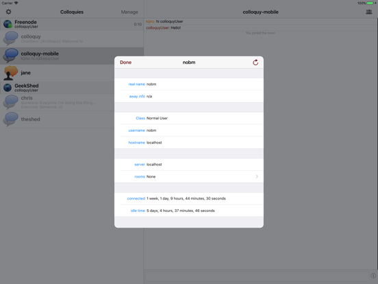 Colloquy - IRC Client iPad Capturas de pantalla