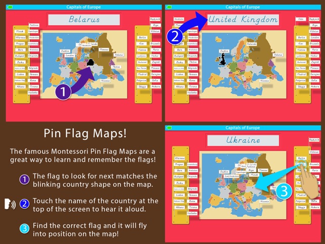 Capitals of Europe - Montessori Geography for Kids(圖3)-速報App