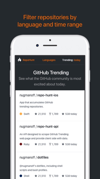 Repo Hunt - explore GitHub’s trending repositories