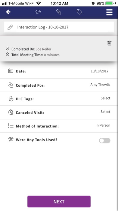 NTC Interaction Log App screenshot 3