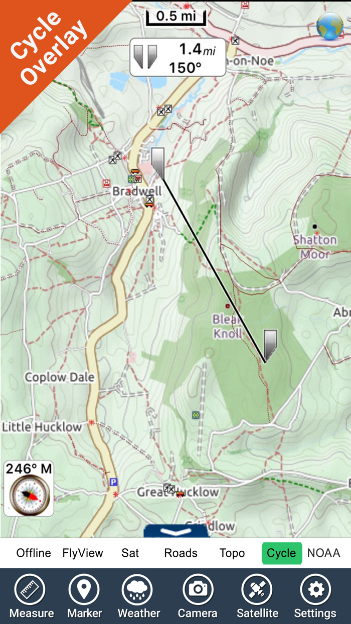 The Peak District National Park GPS Map Navigator