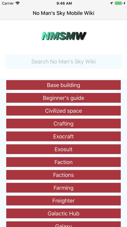 Mobile Wiki for No Man's Sky