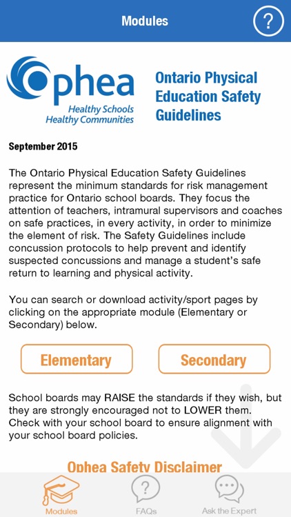 Ophea Safety Guidelines