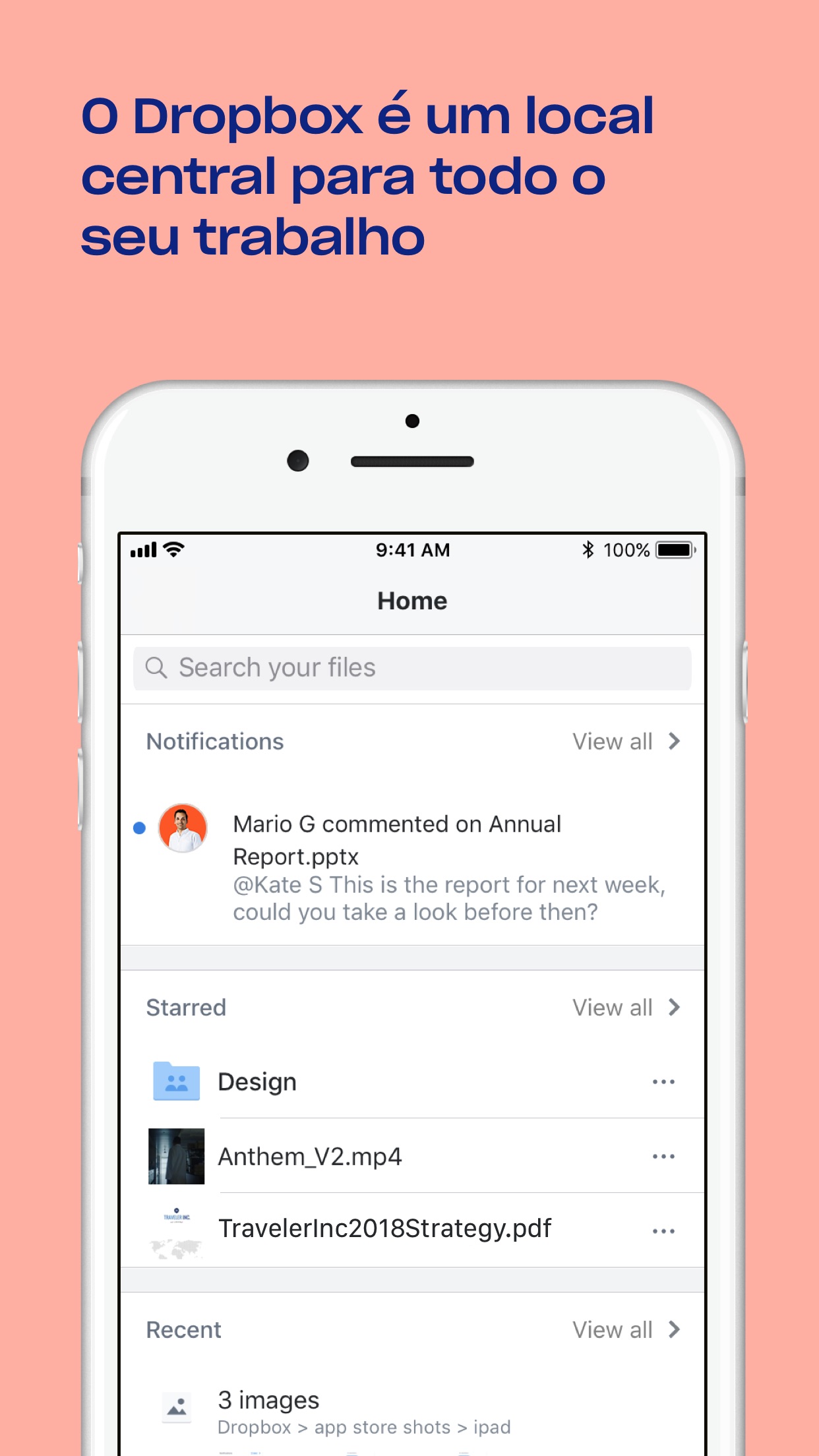 Screenshot do app Dropbox