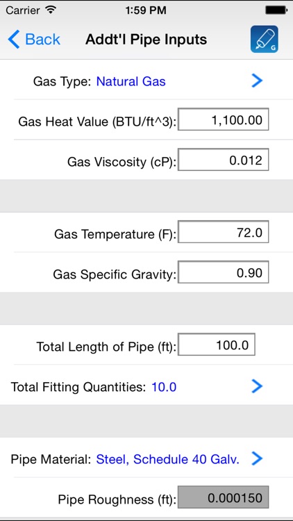 HVAC Pipe Sizer - Gas Plus screenshot-3
