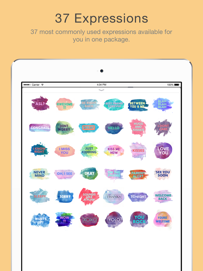 Watercolor Words Stickers