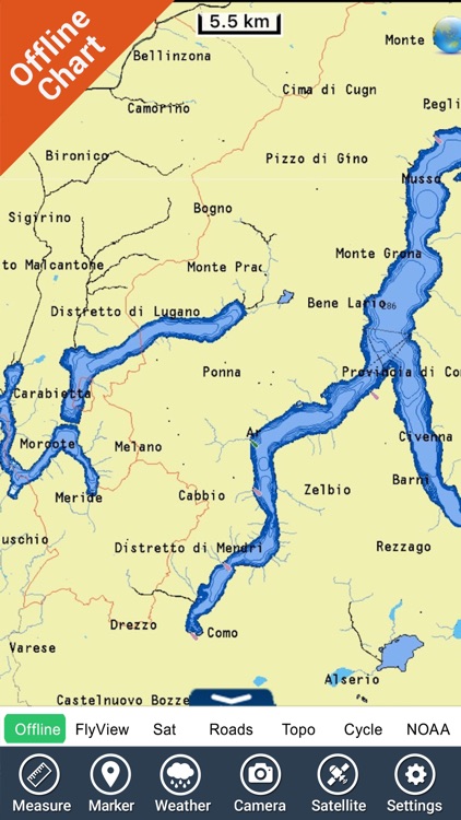 Italy Lakes charts - GPS fishing maps Navigator