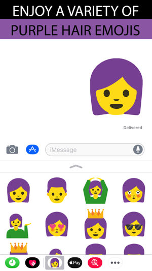 Purple Hair Emoji Stickers