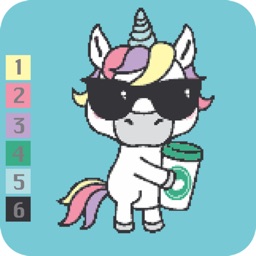 Unicorn Pixel Color by number