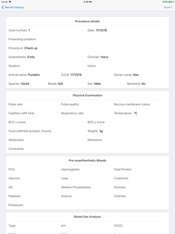 VETNAPP anaesthetic chart screenshot-9