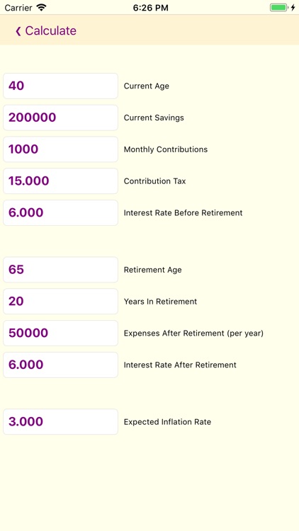 Retirement Calculator