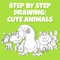 Step-by-step drawing and colouring of cartoon animals