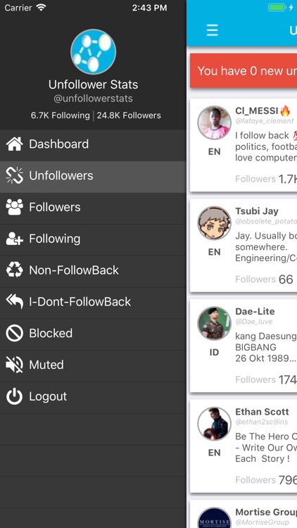 Unfollower Stats