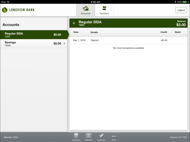 Longview Bank for iPad