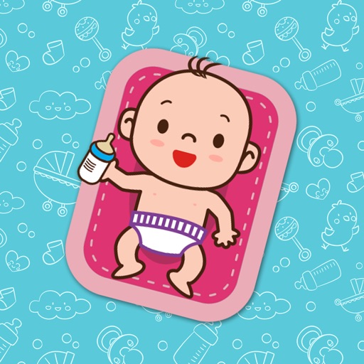 Baby scales. Pink baby icon on a white background, line art vector