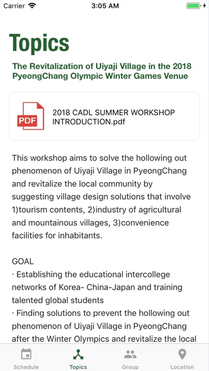 CADL - Workshop Schedule