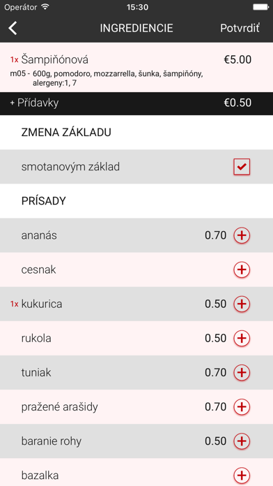 Kmotra donášková pizza screenshot 3