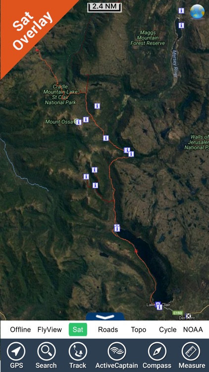 Cradle Mountain-Lake St Clair NP GPS outdoor map