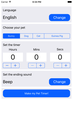 Pet Timer: Cute Bunny, Dog, Cat or Guine