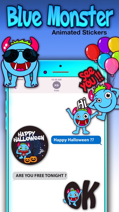 Blue Monster Animated Stickers screenshot 2