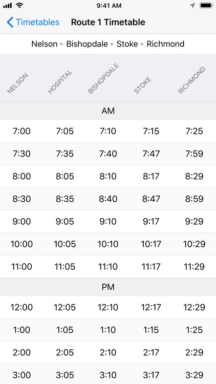 NBus Timetable