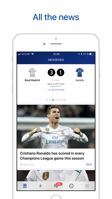 Real Live – Live Scores, Results & News for Madrid Team Fans Screenshot 1